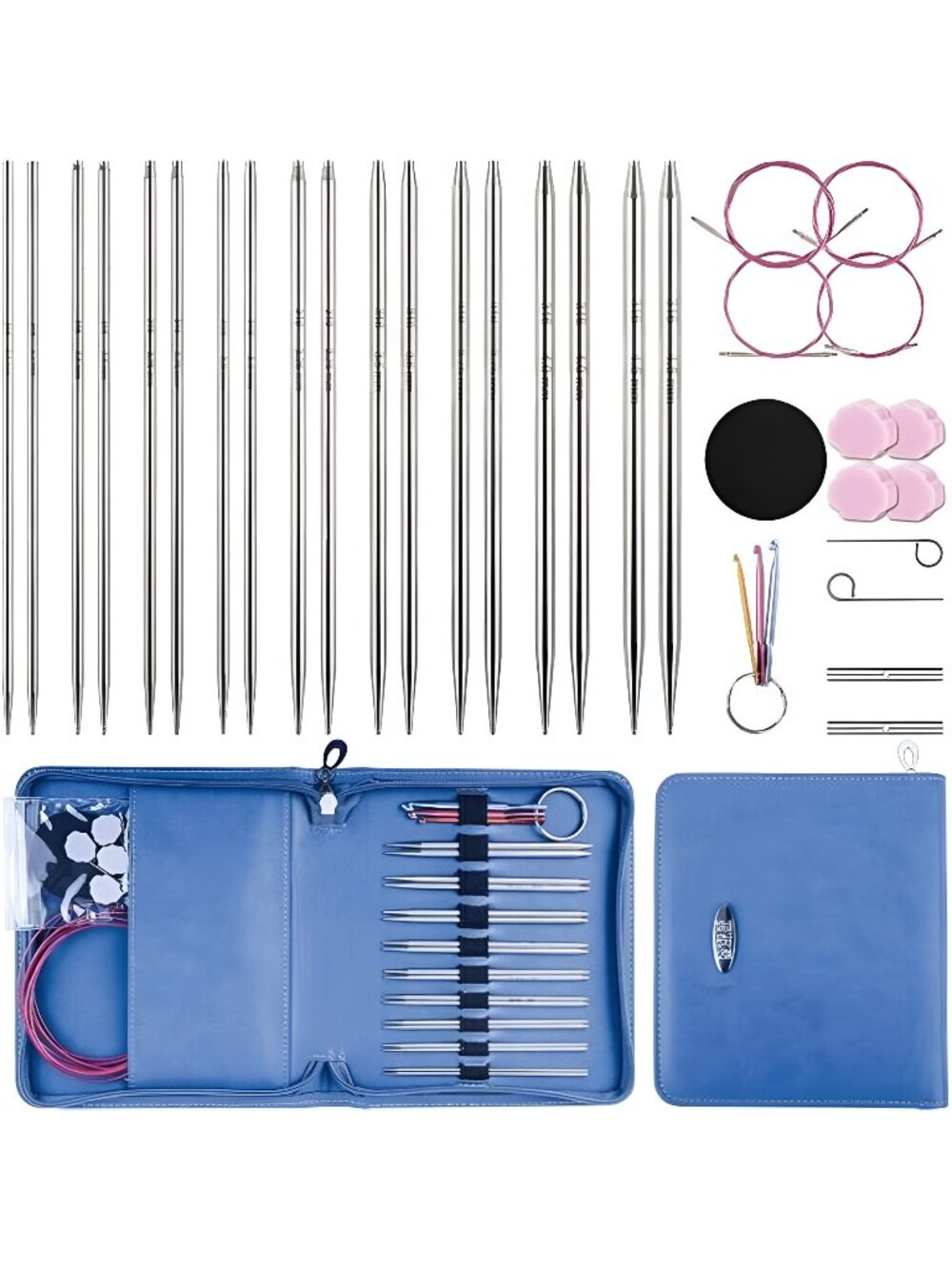 4.5-Inch Aluminum Lace Interchangeable Circular Knitting Needle Set,